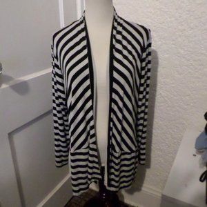 Chico's Striped Knit Open Front Cardigan Chico's 2 M/L